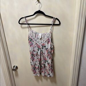 Self Esteem Floral Lace Camisole - Pink and White